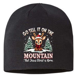 Go Tell It On The Mountain That Jesus Christ Is Born Xmas Long Sleeve Sustainable Beanie