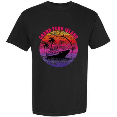 Grand Turk Island Cruise Retro Sunset Family Reunion Garment-Dyed Heavyweight T-Shirt