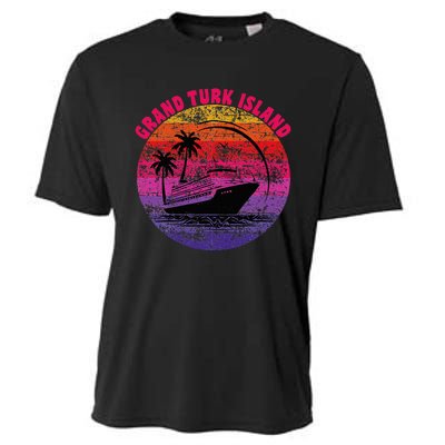 Grand Turk Island Cruise Retro Sunset Family Reunion Cooling Performance Crew T-Shirt