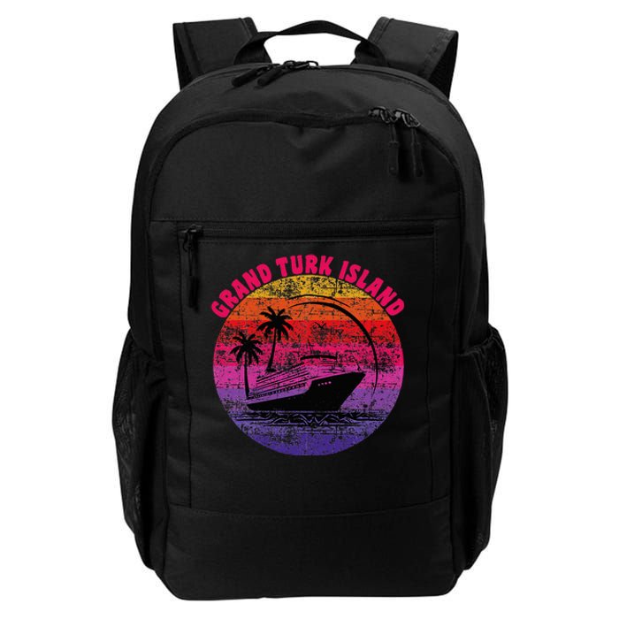 Grand Turk Island Cruise Retro Sunset Family Reunion Daily Commute Backpack