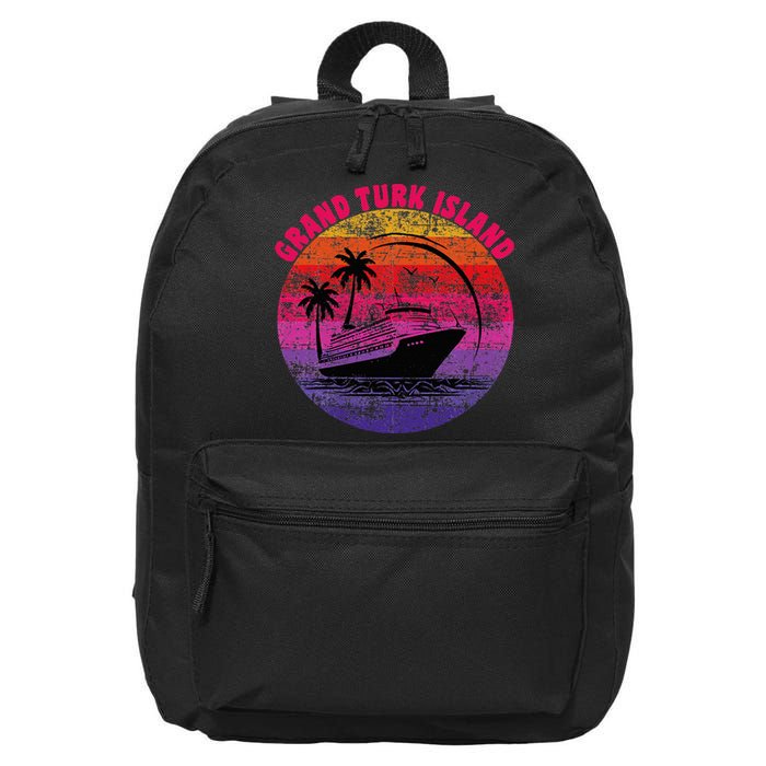 Grand Turk Island Cruise Retro Sunset Family Reunion 16 in Basic Backpack