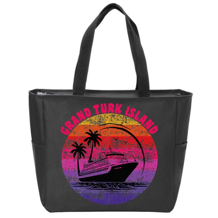 Grand Turk Island Cruise Retro Sunset Family Reunion Zip Tote Bag