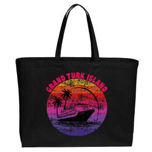 Grand Turk Island Cruise Retro Sunset Family Reunion Cotton Canvas Jumbo Tote