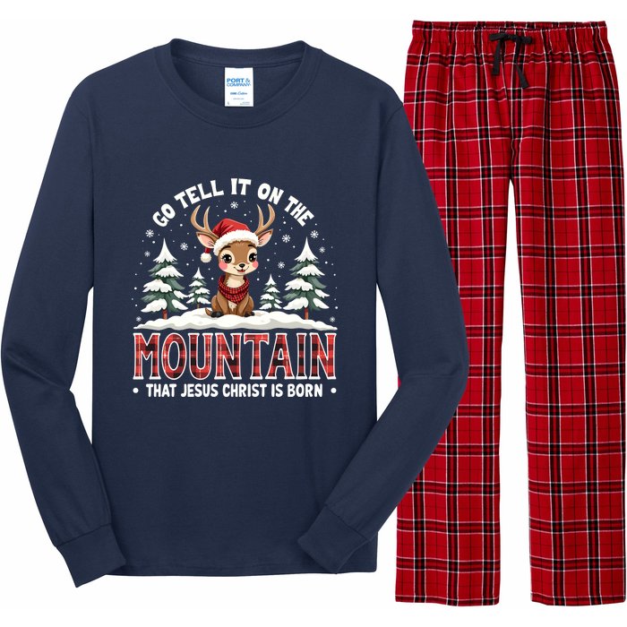 Go Tell It On The Mountain That Jesus Christ Is Born Design Long Sleeve Pajama Set