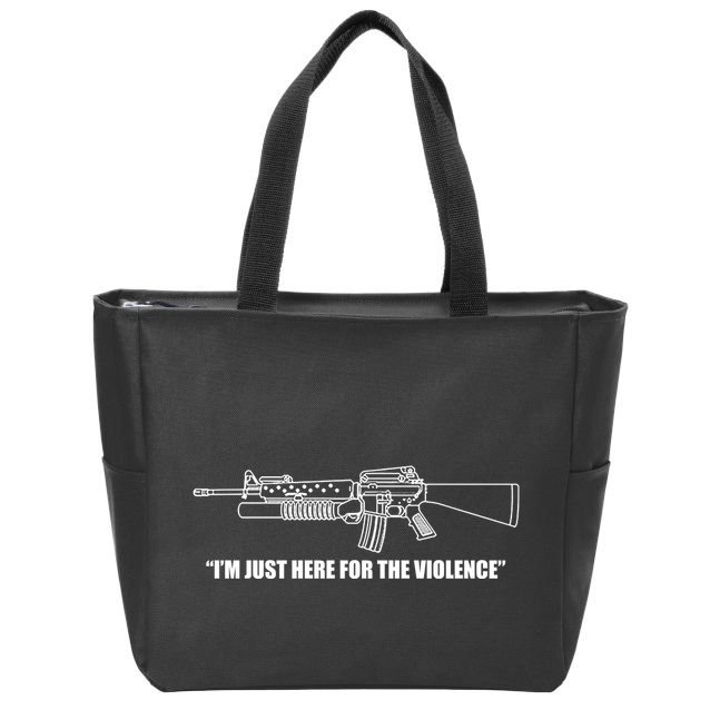 Garand Thumb IM Just Here For The Violence Zip Tote Bag