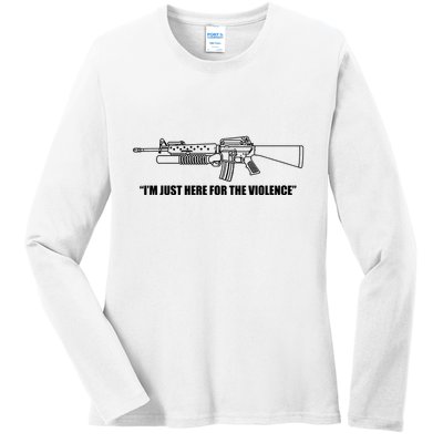 Garand Thumb IM Just Here For The Violence Ladies Long Sleeve Shirt