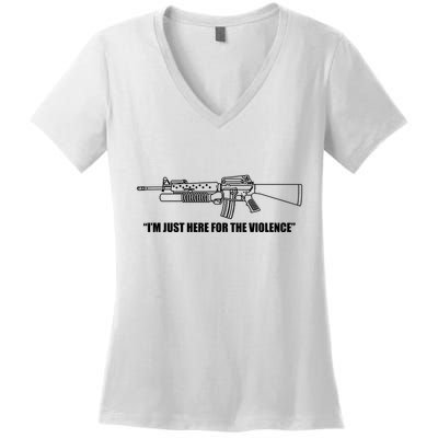 Garand Thumb IM Just Here For The Violence Women's V-Neck T-Shirt