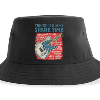 Guitar Things I Do In My Spare Time Funny Electric Guitarist Sustainable Bucket Hat