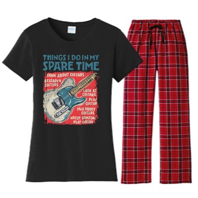 Guitar Things I Do In My Spare Time Funny Electric Guitarist Women's Flannel Pajama Set