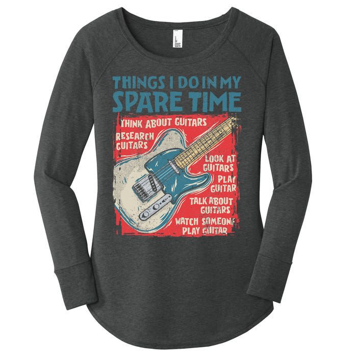 Guitar Things I Do In My Spare Time Funny Electric Guitarist Women's Perfect Tri Tunic Long Sleeve Shirt