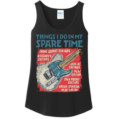 Guitar Things I Do In My Spare Time Funny Electric Guitarist Ladies Essential Tank