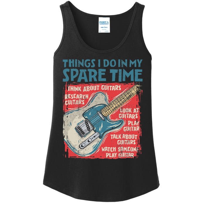 Guitar Things I Do In My Spare Time Funny Electric Guitarist Ladies Essential Tank