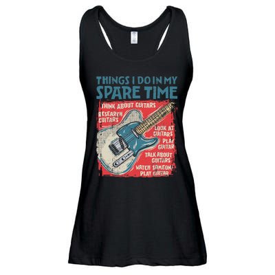 Guitar Things I Do In My Spare Time Funny Electric Guitarist Ladies Essential Flowy Tank