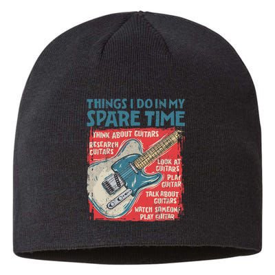 Guitar Things I Do In My Spare Time Funny Electric Guitarist Sustainable Beanie