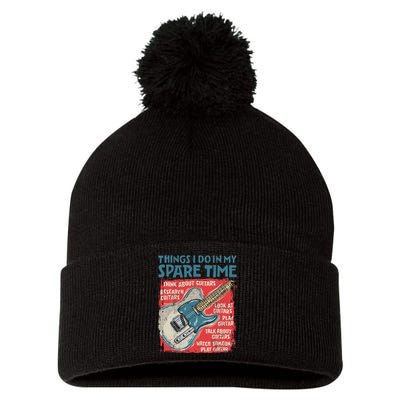 Guitar Things I Do In My Spare Time Funny Electric Guitarist Pom Pom 12in Knit Beanie