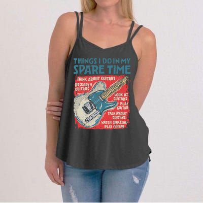 Guitar Things I Do In My Spare Time Funny Electric Guitarist Women's Strappy Tank