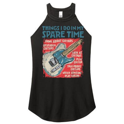 Guitar Things I Do In My Spare Time Funny Electric Guitarist Women's Perfect Tri Rocker Tank