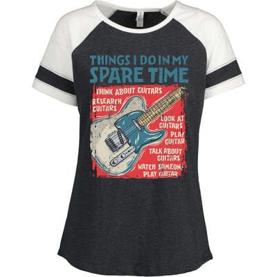 Guitar Things I Do In My Spare Time Funny Electric Guitarist Enza Ladies Jersey Colorblock Tee