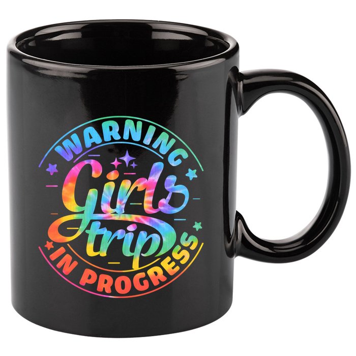 Girl Trip In Progress Tie Dye 11oz C Handle Ceramic Mug