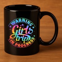 Girl Trip In Progress Tie Dye 11oz C Handle Ceramic Mug