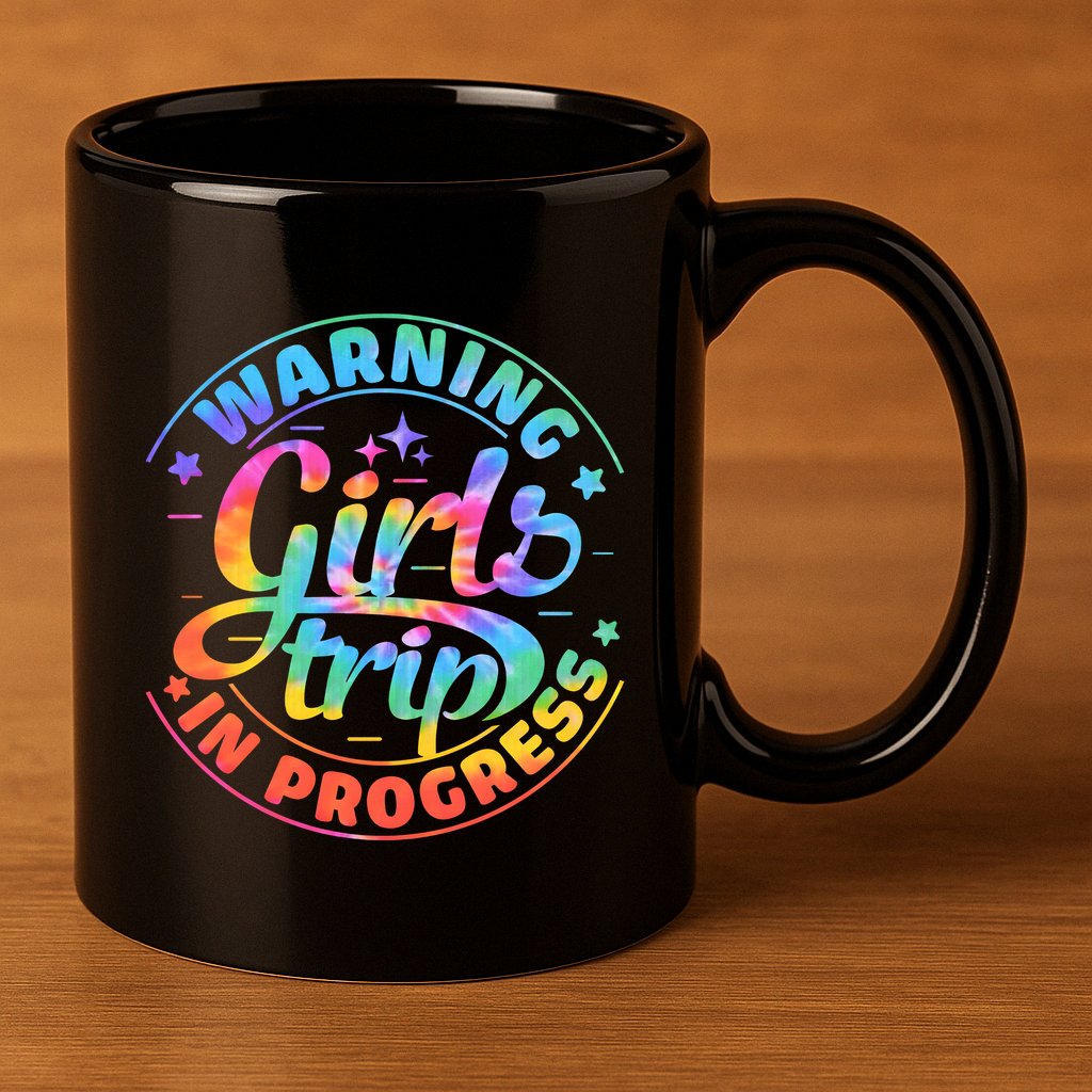 Girl Trip In Progress Tie Dye 11oz C Handle Ceramic Mug