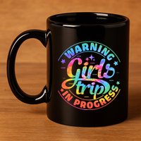 Girl Trip In Progress Tie Dye 11oz C Handle Ceramic Mug