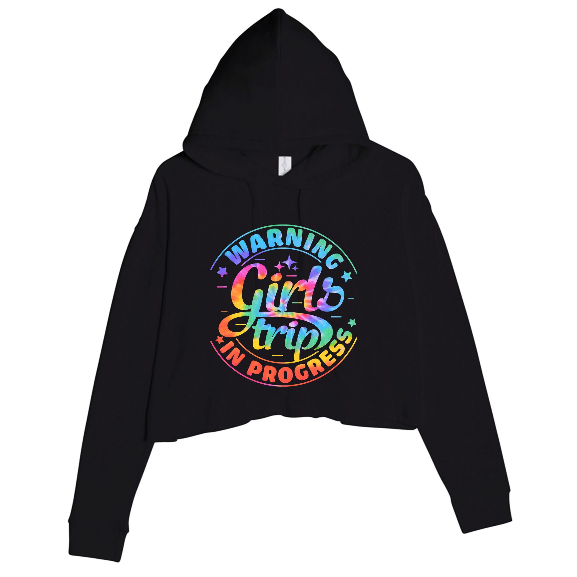 Girl Trip In Progress Tie Dye Crop Fleece Hoodie