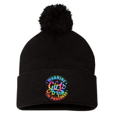 Girl Trip In Progress Tie Dye Pom Pom 12in Knit Beanie