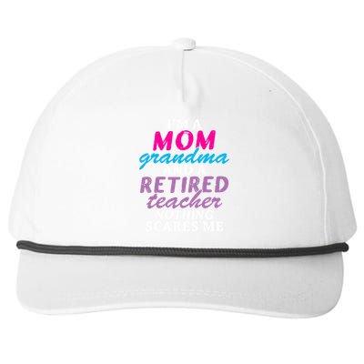 Grandma Teachers I'm A Mom Grandma And A Retired Teacher Gift Snapback Five-Panel Rope Hat