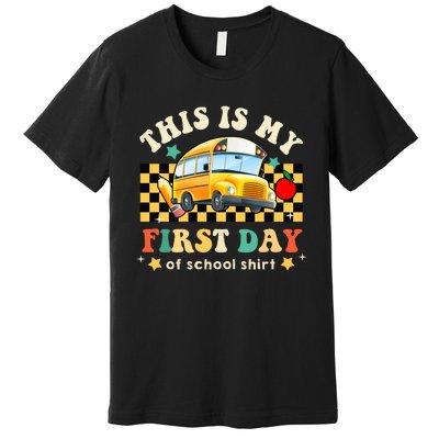 Groovy This Is My First Day Of School Funny Manatee Gifts Premium T-Shirt