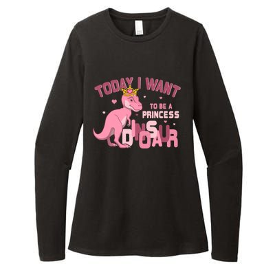 Girl Today I Want To Be A Princess A Pink Dinosaur TRex Womens CVC Long Sleeve Shirt