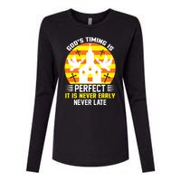 God's Timing Is Perfect It Is Never Early Never Late Womens Cotton Relaxed Long Sleeve T-Shirt