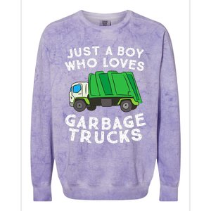 Garbage Truck Just A Boy Who Loves Garbage Trucks Colorblast Crewneck Sweatshirt