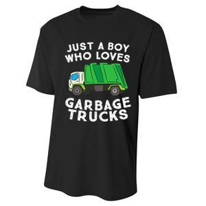 Garbage Truck Just A Boy Who Loves Garbage Trucks Performance Sprint T-Shirt