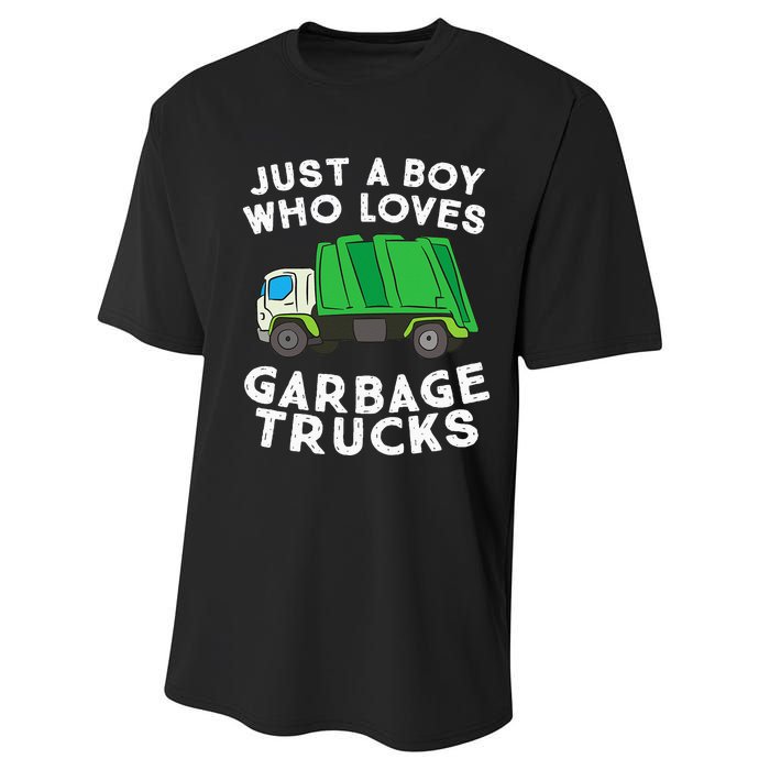 Garbage Truck Just A Boy Who Loves Garbage Trucks Performance Sprint T-Shirt