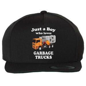 Garbage Truck Just A Boy Who Loves Garbage Trucks Wool Snapback Cap