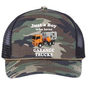 Garbage Truck Just A Boy Who Loves Garbage Trucks Retro Rope Trucker Hat Cap