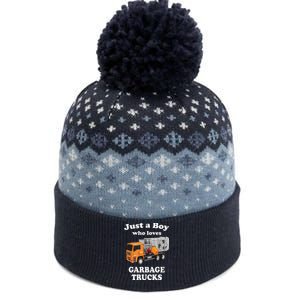 Garbage Truck Just A Boy Who Loves Garbage Trucks The Baniff Cuffed Pom Beanie