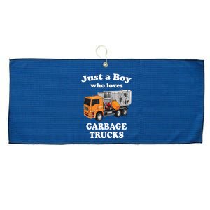 Garbage Truck Just A Boy Who Loves Garbage Trucks Large Microfiber Waffle Golf Towel