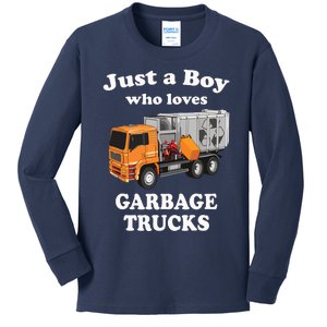 Garbage Truck Just A Boy Who Loves Garbage Trucks Kids Long Sleeve Shirt