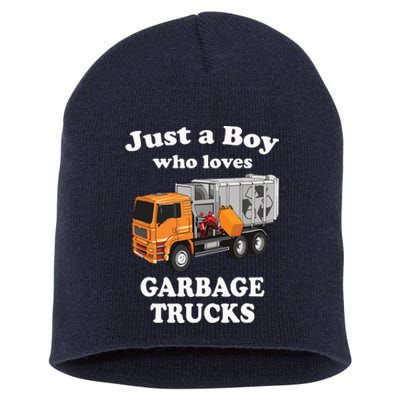 Garbage Truck Just A Boy Who Loves Garbage Trucks Short Acrylic Beanie