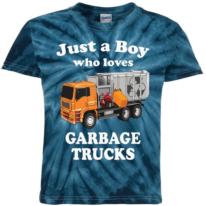 Garbage Truck Just A Boy Who Loves Garbage Trucks Kids Tie-Dye T-Shirt