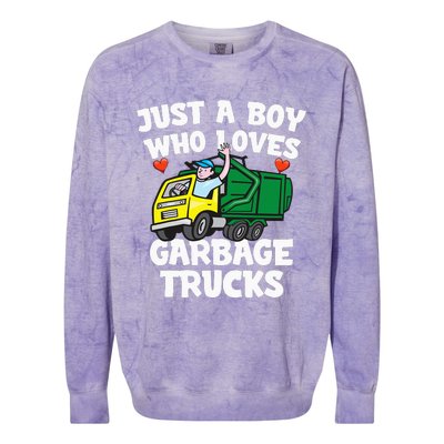 Garbage Truck Just A  Who Loves Garbage Trucks Colorblast Crewneck Sweatshirt