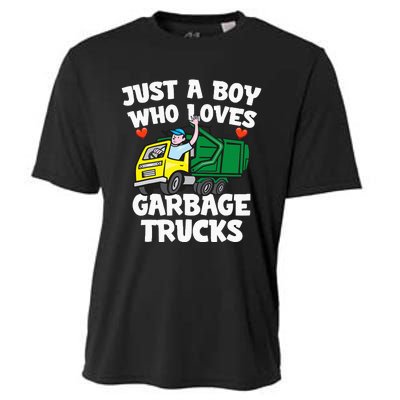 Garbage Truck Just A  Who Loves Garbage Trucks Cooling Performance Crew T-Shirt