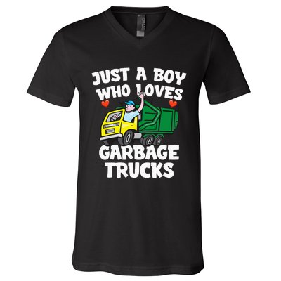 Garbage Truck Just A  Who Loves Garbage Trucks V-Neck T-Shirt