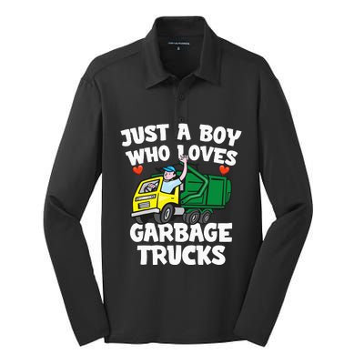 Garbage Truck Just A  Who Loves Garbage Trucks Silk Touch Performance Long Sleeve Polo