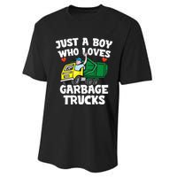 Garbage Truck Just A  Who Loves Garbage Trucks Performance Sprint T-Shirt