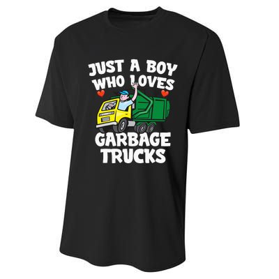 Garbage Truck Just A  Who Loves Garbage Trucks Performance Sprint T-Shirt