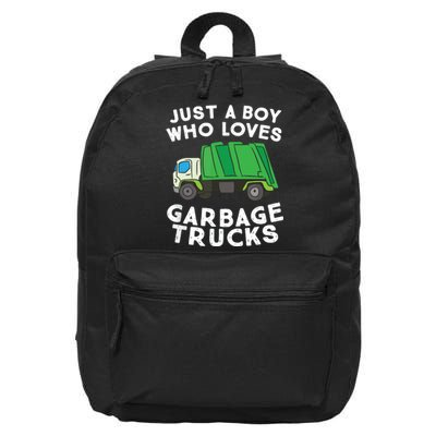 Garbage Truck Just A Boy Who Loves Garbage Trucks 16 in Basic Backpack