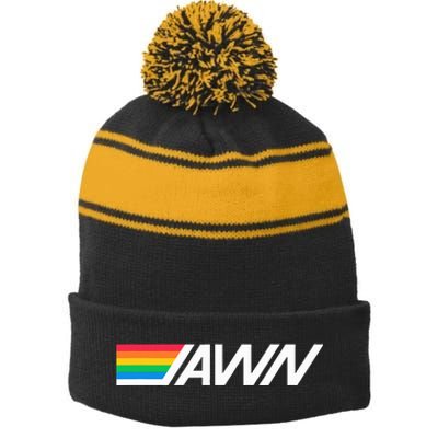 Gotta Tap Jawn Philadelphia Bank Rainbow Logo Color Design Stripe Pom Pom Beanie